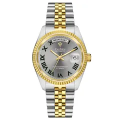 Cadisen C8228 with slate grey dial, gold-tone fluted bezel and two-tone jubilee bracelet