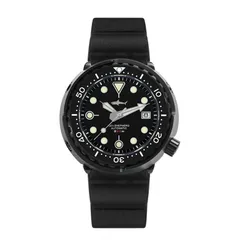 Heimdallr HMSG11 Tuna Can in black PVD with ceramic bezel on rubber strap