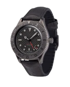 Undone Basecamp GMT Stealth on a black leather strap