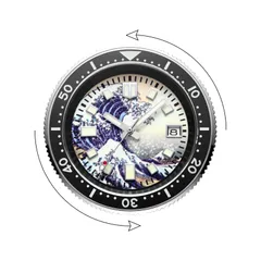 Addiesdive H8-Surf dial and bezel, with counter-clockwise rotation arrows around the bezel