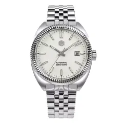 San Martin SN069-G with white dial on 5-link bracelet