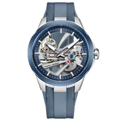 Pagani Design PD-YS030 with steel case, blue bezel and blue chapter ring on grey-blue rubber strap