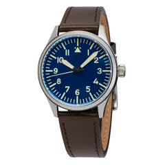 Islander 39mm Automatic Pilot ISL-104 with blue Type-A dial and no date, on brown leather strap