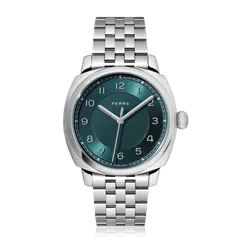 Fears Brunswick 40 Boutique Edition with Mallard Green dial on the 5-link steel bracelet