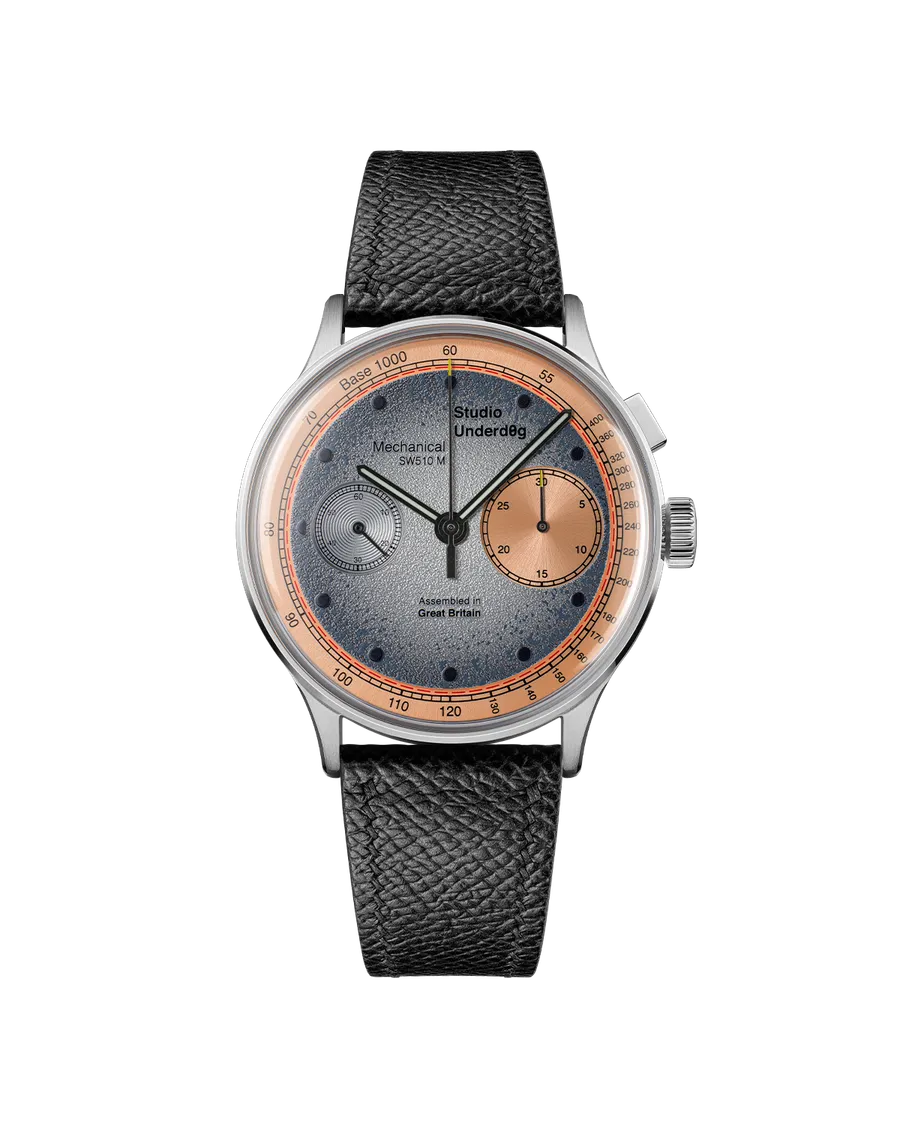 Studio Underd0g 03SERIES Salm0n monopusher chronograph on leather strap