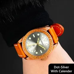 San Martin SN061-T 41mm carved bronze diver, dot silver dial, date, on leather strap