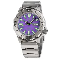 Islander ISL-95 "Munster" automatic dive watch with purple dial and lime green accents
