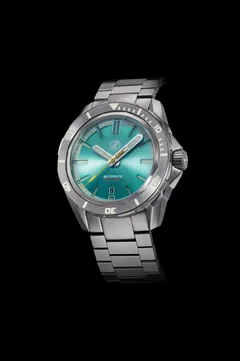 Zelos Swordfish 300m Diver ETA 2892, aquamarine dial with date, steel bezel insert