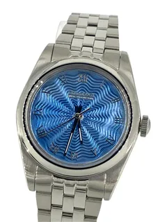 Cincinnati Watch Company Enamel over Guilloché, blue dial, three-quarter view