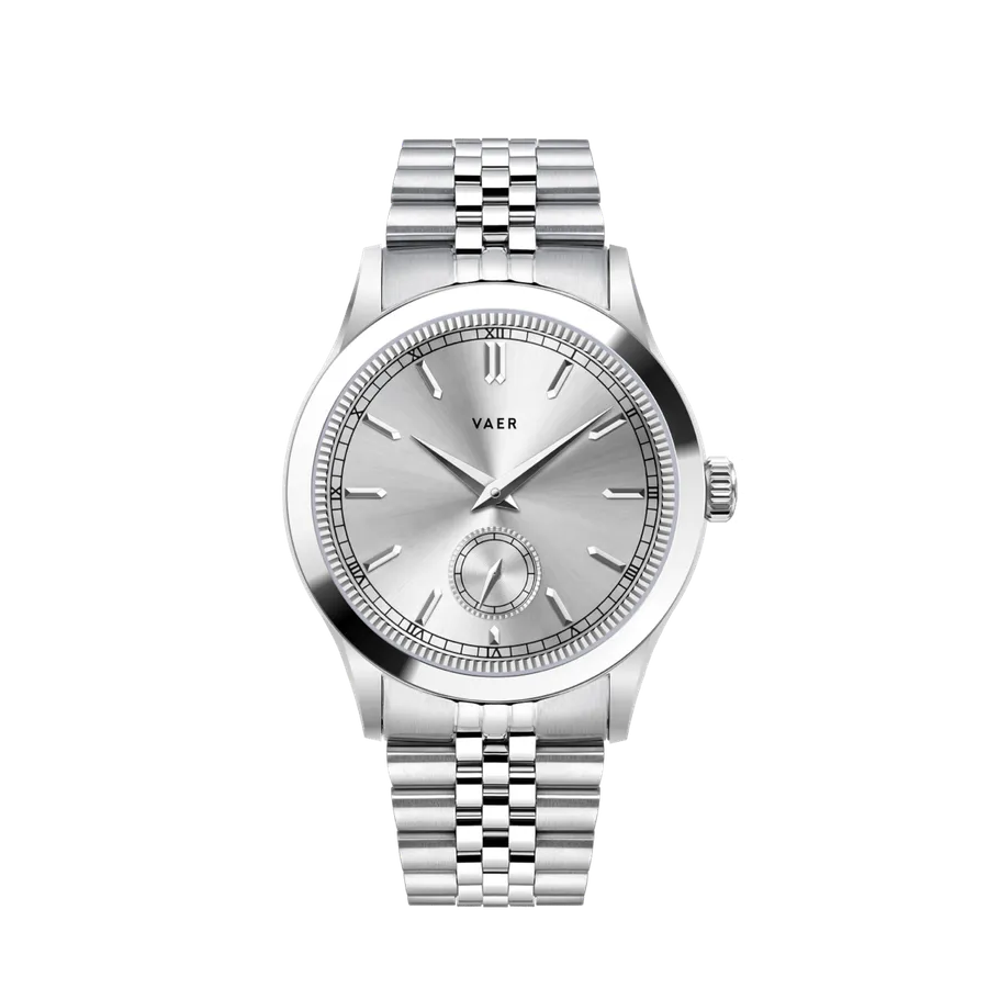 Vaer C1 Ceremony Silver 36mm on jubilee bracelet