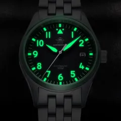 Addiesdive H2 lume shot, with green-glowing numerals, markers and hands