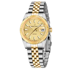 Pagani Design PD-1794M with champagne dial, gold-tone fluted bezel and steel and gold-tone bracelet