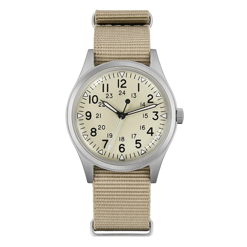 Militado ML07 with cream dial on khaki nylon strap