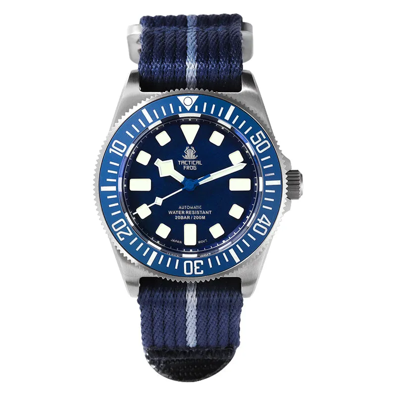 Tactical Frog Titanium FX-Diving V4 with blue dial and blue bezel on nylon strap