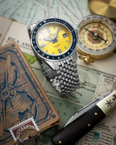 Timefactors Smiths Caribbean 1000 PRS-55, yellow dial with blue bezel