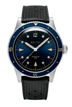 Baltic Aquascaphe Classic, blue gilt dial, on black FKM rubber strap