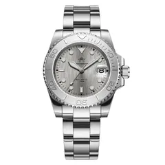 Addiesdive AD2087 with textured silver dial and silver-grey bezel