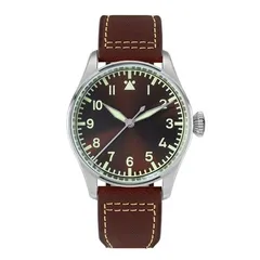 San Martin SN060-G 42mm pilot with Type A brown dial on brown leather strap