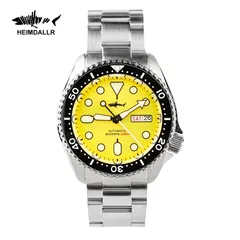 Heimdallr SKX007 with sunburst yellow dial on 3-link bracelet