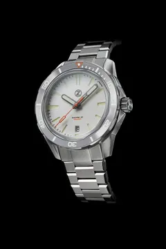 Zelos Swordfish 40mm SS Frost (2020), fully lumed white dial, steel bezel, on bracelet