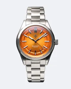 Beaucroft Element with sunset orange gradient with sunburst finish dial on steel bracelet