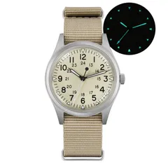 Militado ML07 with cream dial on khaki nylon strap