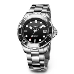 Cadisen (Wanvi) W525 with black dial and black bezel on a steel bracelet