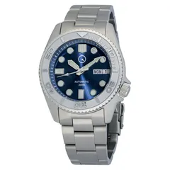 Islander 38mm Automatic Dive Watch ISL-63 with sunburst blue dial and embossed light grey ceramic bezel