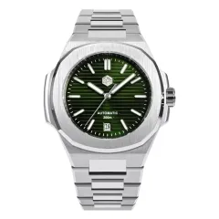 San Martin SN075-G with green dial on integrated bracelet