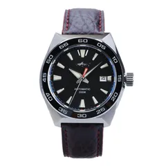 Heimdallr G-odzilla with black dial on leather strap