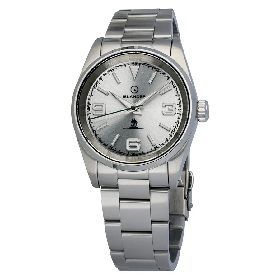Islander Journey BDL77 36mm with silver sunburst dial, 3-6-9 numerals and oyster bracelet