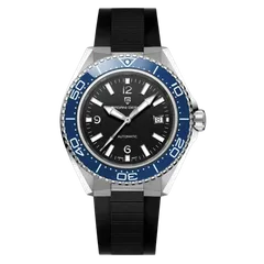 Pagani Design PD-YS034 with black dial and blue bezel on black rubber strap