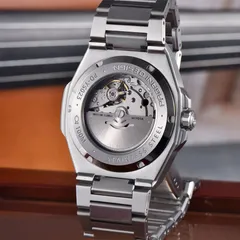 Pagani Design PD-YS023 display caseback engraved PD-YS023 and 100M, showing a Miyota movement with 21 jewels