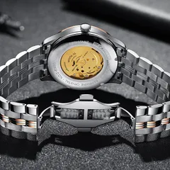 Cadisen C8148 display caseback with gold-tone rotor and butterfly clasp