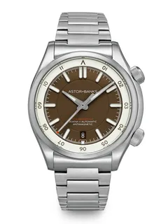 Astor+Banks Sea Ranger M2, matte tobacco brown dial, on steel bracelet