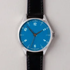 anOrdain Model 1 38mm Teal, vitreous enamel dial, on black shell cordovan strap