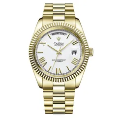 Cadisen C8185 with white dial in a gold-tone case and bracelet