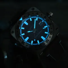 Aquatico Super Charger Bronze GMT Aventurine lume shot (dial, hands and bezel)