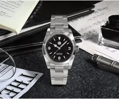 San Martin SN021-G 37mm explorer on steel bracelet