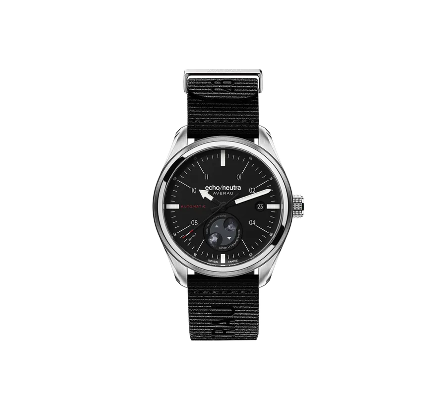 echo/neutra Averau 39 Moon Phase with black dial and two-hemisphere moon