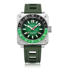 Aquatico Steel Man GMT No Date with green dial and green and black bezel
