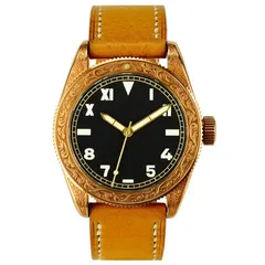 San Martin SN061-T 41mm carved bronze diver, california black dial, no date, on leather strap