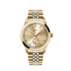 Vaer C1 Ceremony Gold 36mm, gold-tone case, on gold jubilee bracelet