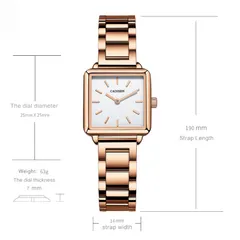 Cadisen C2043L dimension drawing (25mm x 25mm, 7mm thick, 14mm strap, 63g)