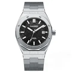Cadisen C8193 with black meteorite-pattern dial in a steel case