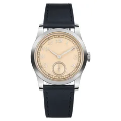 Militado ML01 (K1) with Salmon No Logo small-seconds dial on leather strap