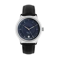Bravur x Wingårdh Dark with blue fish-scale dial on a black fish-scale leather strap
