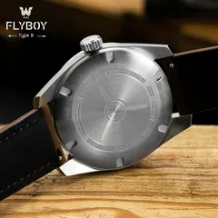 Wise Flyboy Type B solid caseback engraved with a propeller, "Stainless Steel 904L" and "WR 100 M"