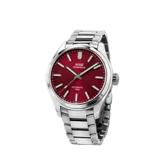 Wise Adamascus AD951 in 904L steel, red sunray dial without date, on 904L bracelet
