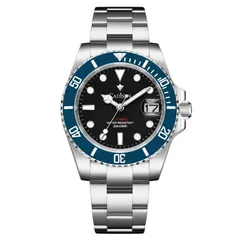 Cadisen C8216 with black dial and blue bezel